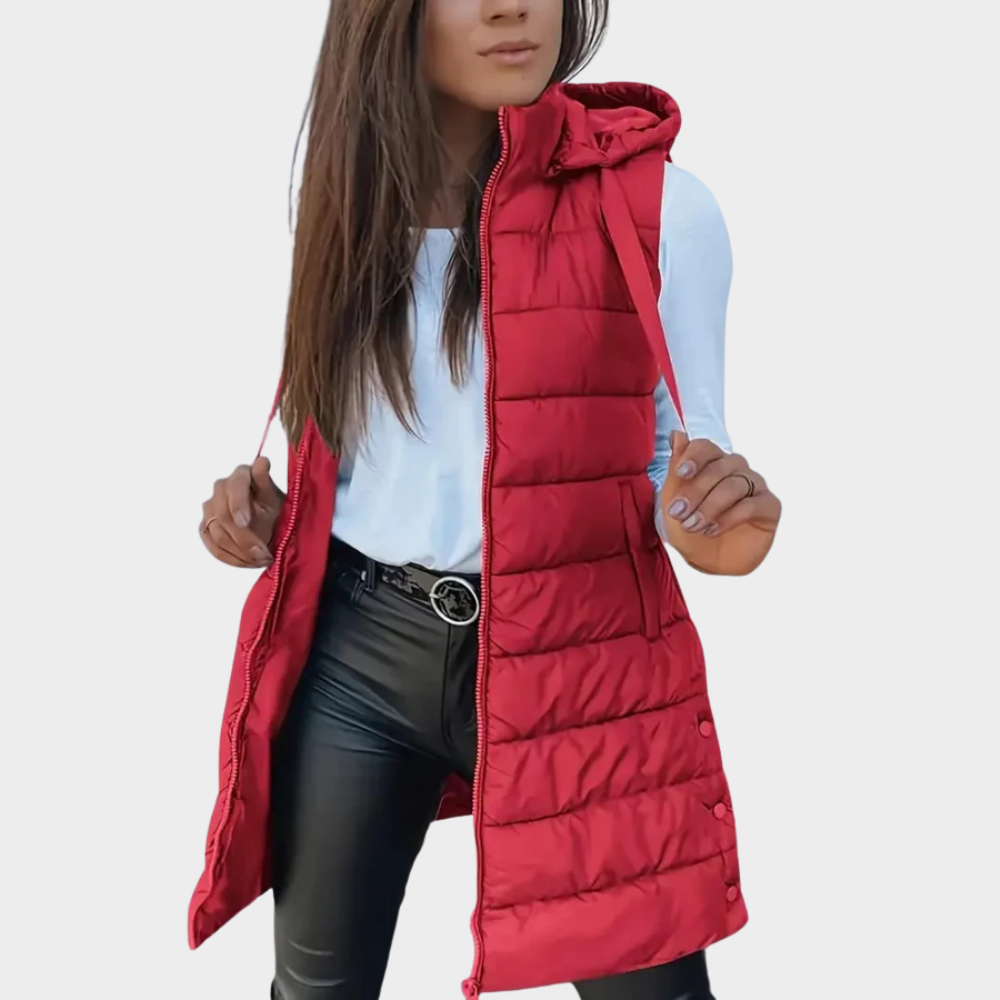 Sienna | Ärmlös Huva Lång Puffer Väst