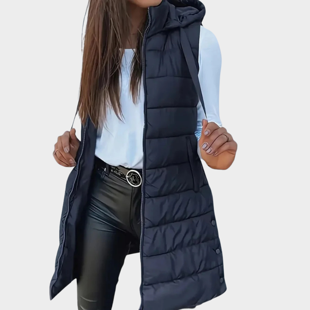 Sienna | Ärmlös Huva Lång Puffer Väst