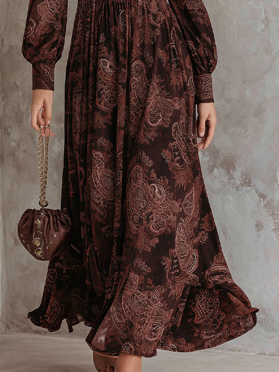 Eloise | Paisley Zip-Waist Maxi Klänning
