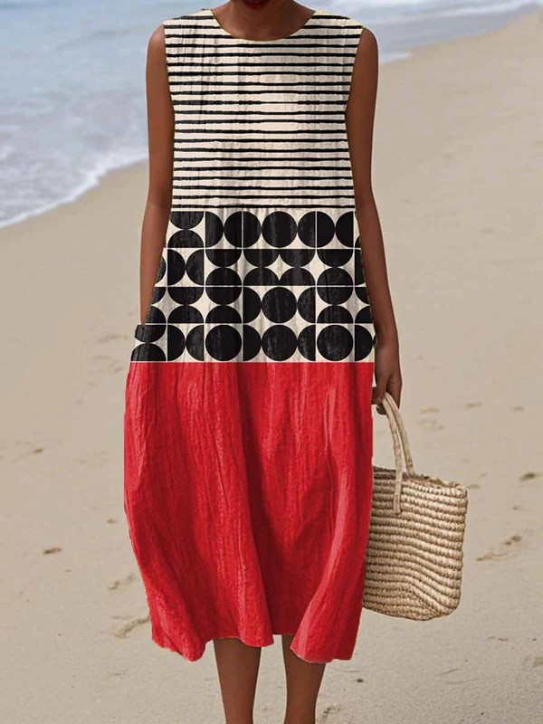 Jane | Färgblöck Midi Klänning