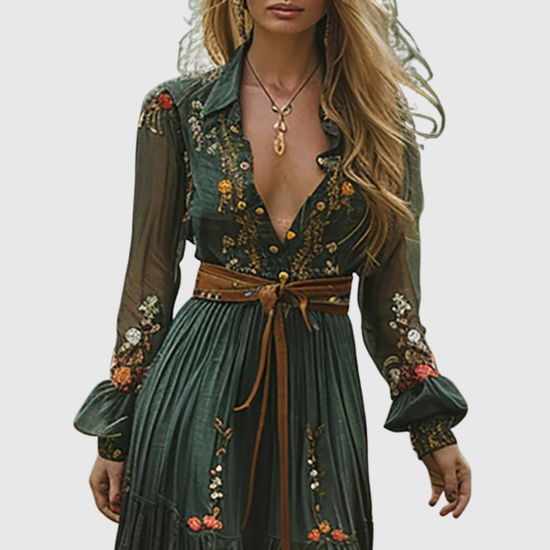 Alina Soleil | Romantisk Boho Maxi Klänning
