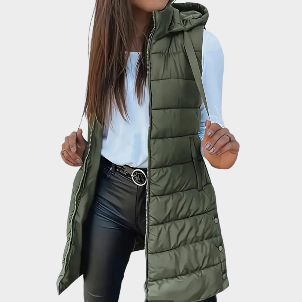 Sienna | Ärmlös Huva Lång Puffer Väst
