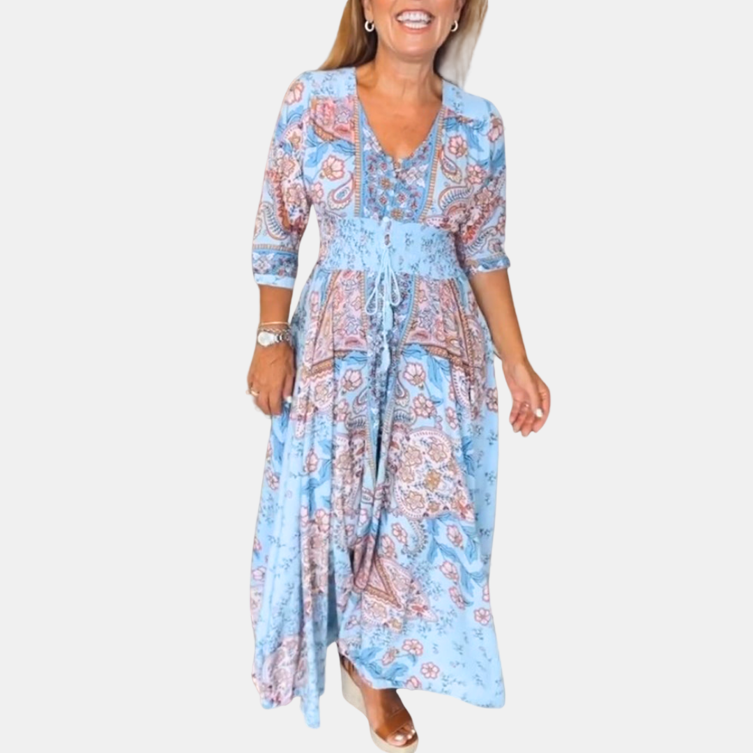 CAMELLIA | TIDSLÖS SOMMARKLÄNNING MED LÅNGA ÄRMAR