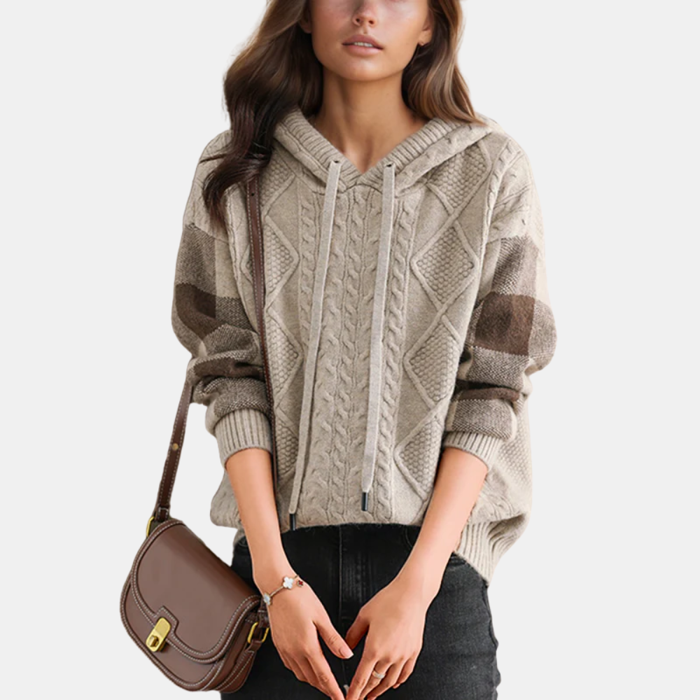 Aveline | Kabelstickad Hoodie Tröja
