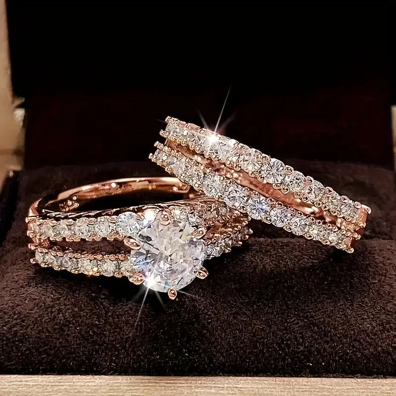 Elegant Evig Strålande Guld Ring Set