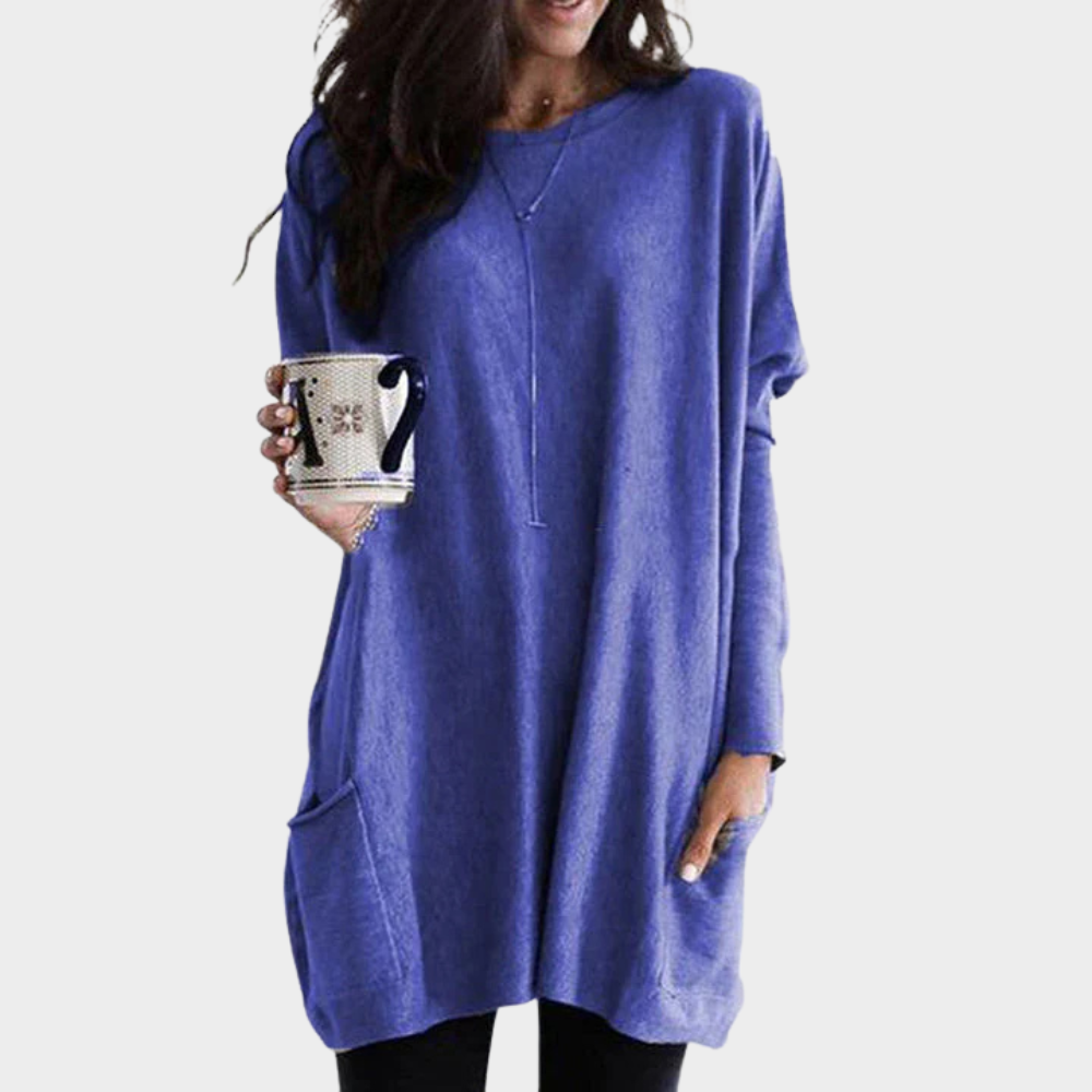 Mia | Långärmad klänning i midi-längd med mage-täckande design