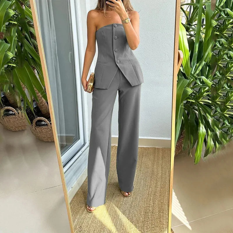 BRIA - Strapless Knäppt Tvådelat Set