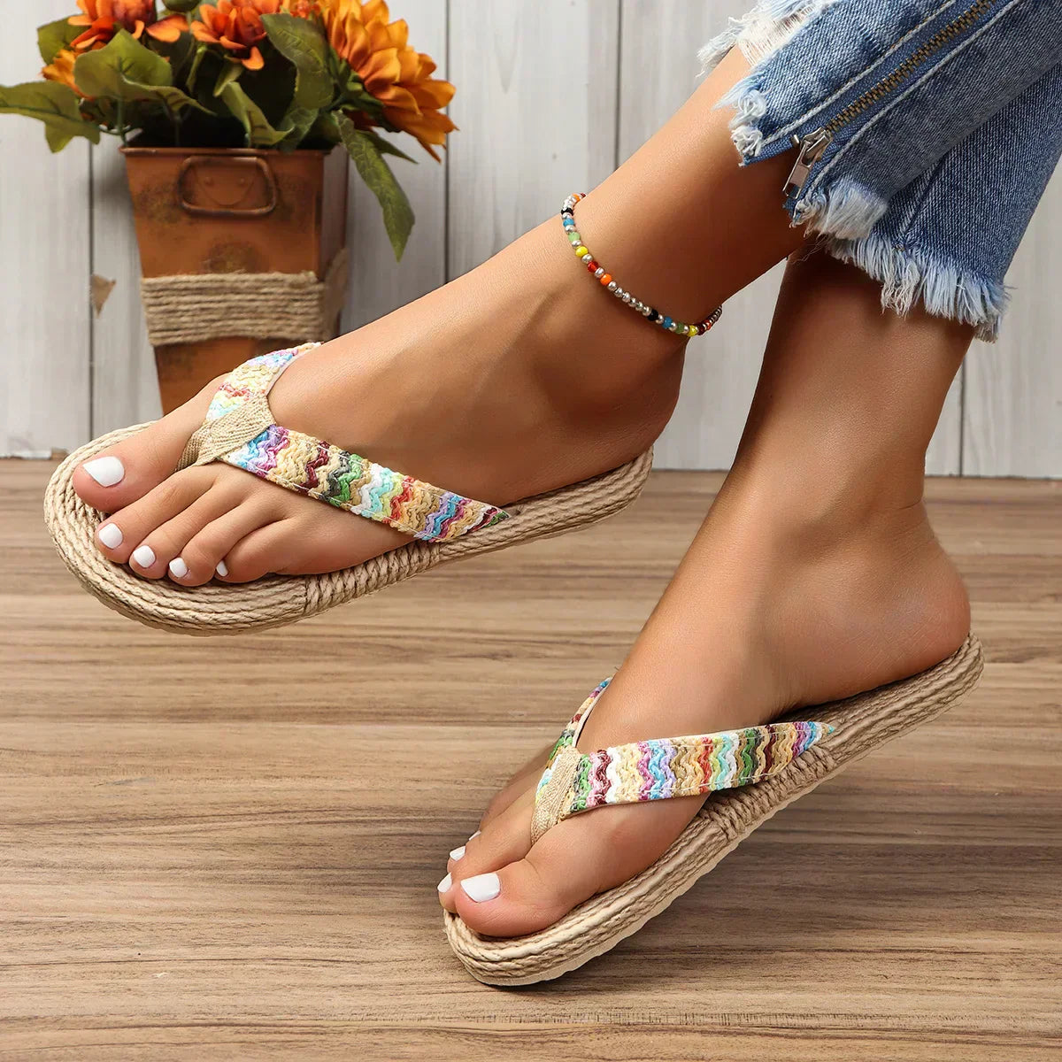 Linn | Flätade Flip-Flops